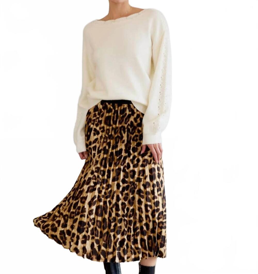 NEW SUNDAY EDITION nile midi skirt in tan/brown animal